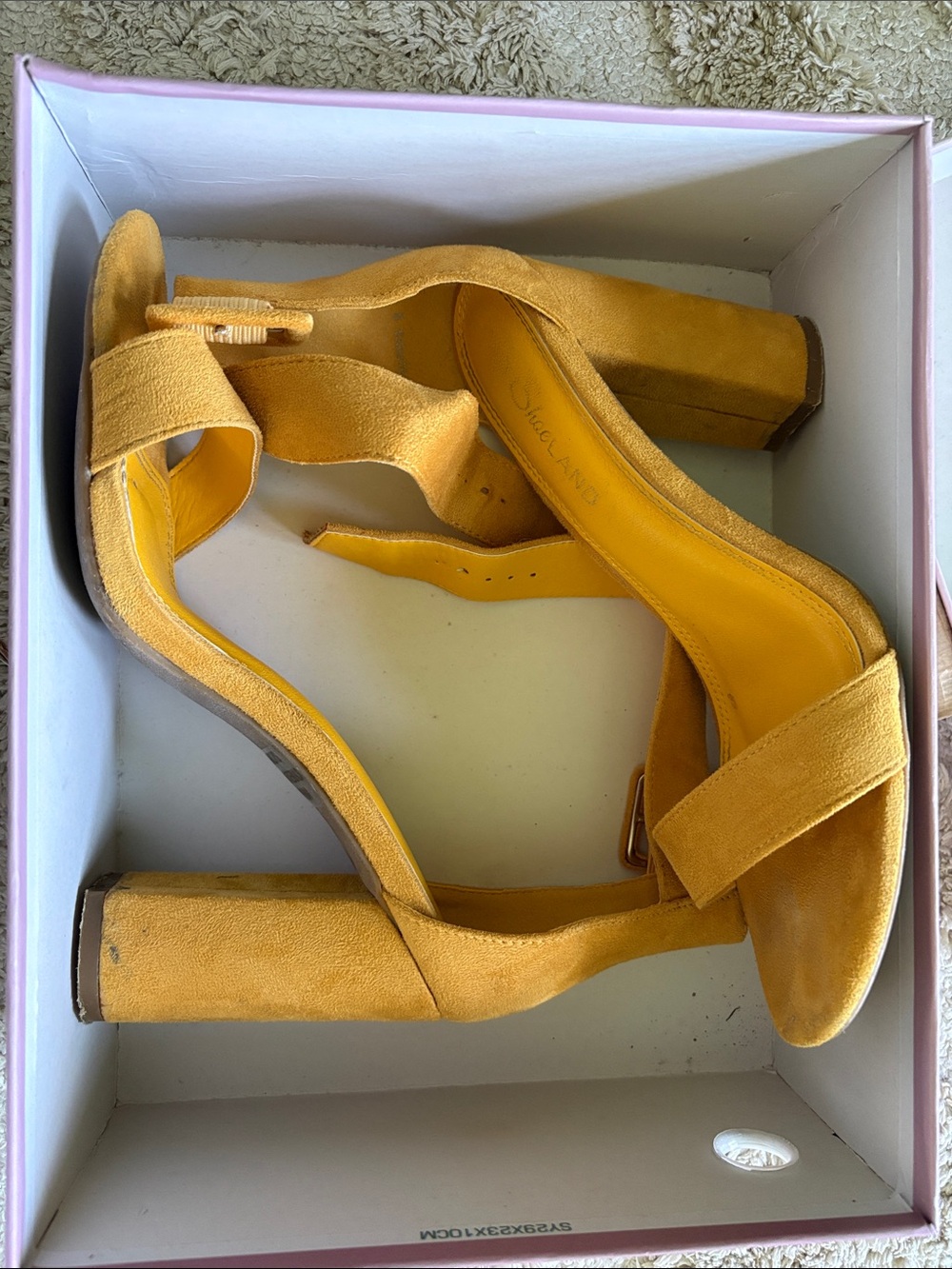 Mustard Yellow Suede Block Heel Sandals